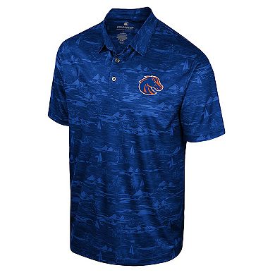 Men's Colosseum Royal Boise State Broncos Daly Print Polo