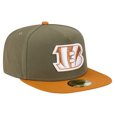 Men's New Era Olive/Brown Cincinnati Bengals Color Pack A-Frame 59FIFTY Fitted Hat