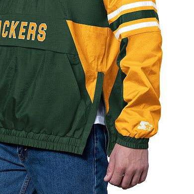 Men's Starter Green Green Bay Packers Prospect Half-Zip Pullover