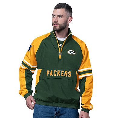 Men's Starter Green Green Bay Packers Prospect Half-Zip Pullover