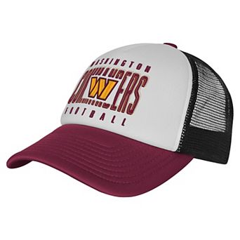Youth White/Burgundy Washington Commanders Essentials Trucker Adjustable Hat