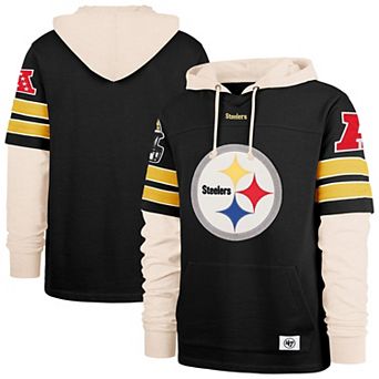 Men's '47 Black Pittsburgh Steelers Split Zone Cornerback Duo Hoodie