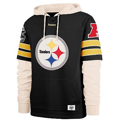 Men's '47 Black Pittsburgh Steelers Split Zone Cornerback Duo Hoodie