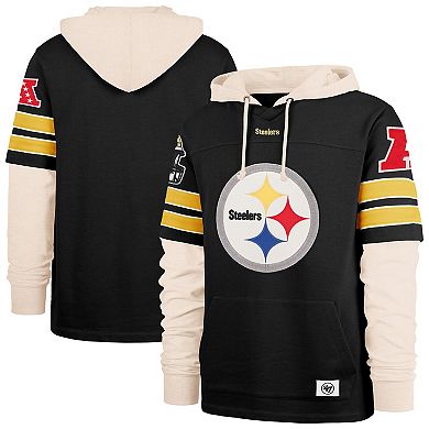 Men's '47 Black Pittsburgh Steelers Split Zone Cornerback Duo Hoodie