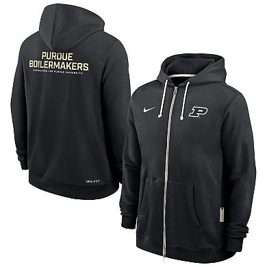 Men's Nike Black Purdue Boilermakers 2025 Sideline Performance Full-Zip Hoodie