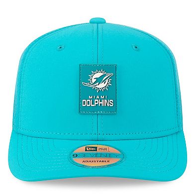 Men's New Era Aqua Miami Dolphins 2025 Sideline 9SEVENTY Trucker Adjustable Hat