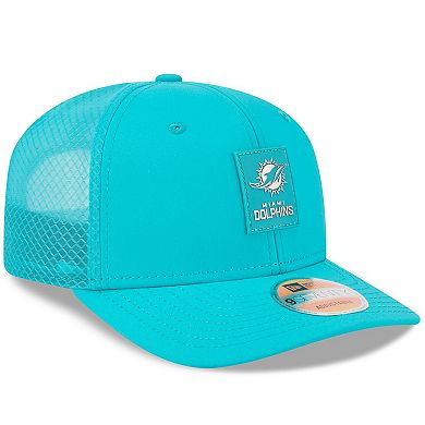 Men's New Era Aqua Miami Dolphins 2025 Sideline 9SEVENTY Trucker Adjustable Hat