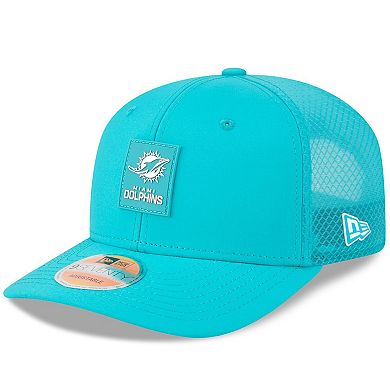 Men's New Era Aqua Miami Dolphins 2025 Sideline 9SEVENTY Trucker Adjustable Hat