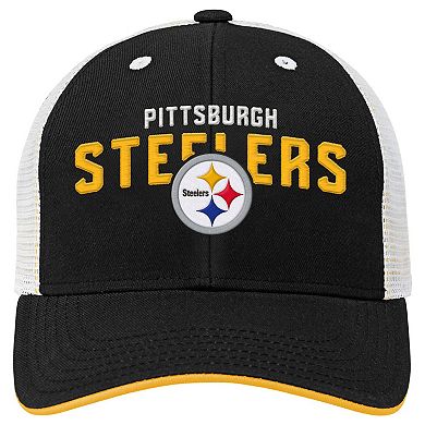 Youth Outerstuff Black Pittsburgh Steelers Core Lockup Trucker Adjustable Hat