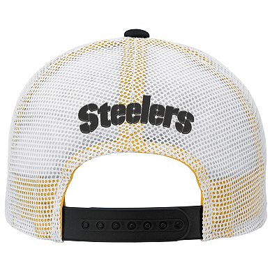 Youth Outerstuff Black Pittsburgh Steelers Core Lockup Trucker Adjustable Hat