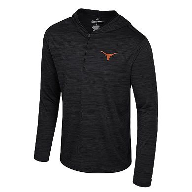 Men's Colosseum Black Texas Longhorns Always Sunny Lightweight Quarter-Zip Hoodie