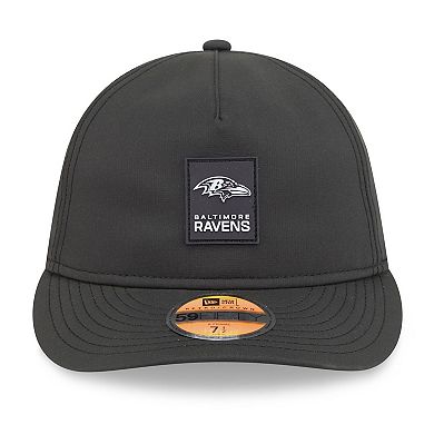 Men's New Era Black Baltimore Ravens 2025 Sideline Retro Crown 59FIFTY Fitted Hat