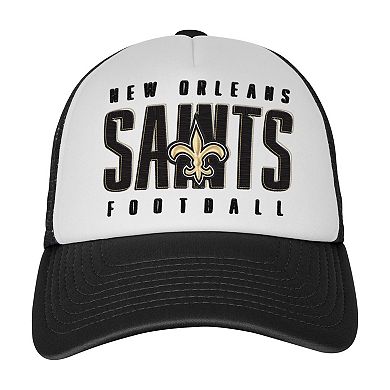 Youth White/Black New Orleans Saints Essentials Trucker Adjustable Hat