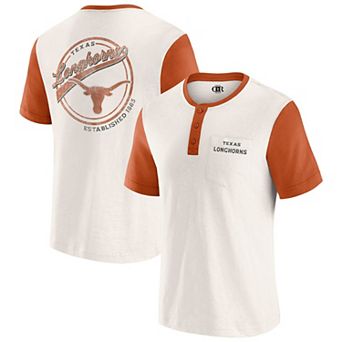 Men's Darius Rucker Collection by Fanatics Cream/Texas Orange Texas Longhorns Henley Color Block Slub T-Shirt