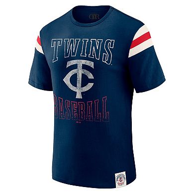 Men's Darius Rucker Collection by Fanatics Navy Minnesota Twins Distressed Sleeve Stripe T-Shirt