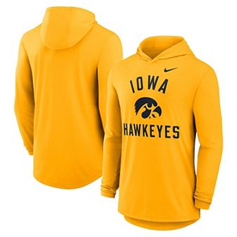 Men's Nike Gold Iowa Hawkeyes Classic Arch Tri-Blend Performance Long Sleeve Hoodie T-Shirt