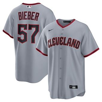 Men's Nike Shane Bieber Gray Cleveland Guardians Road Replica Jersey