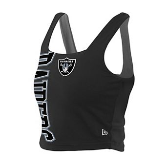 Women's New Era Black/Gray Las Vegas Raiders Reversible Cropped Sport Classics Tank Top