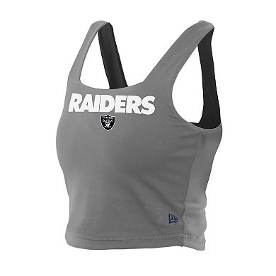 Women's New Era Black/Gray Las Vegas Raiders Reversible Cropped Sport Classics Tank Top