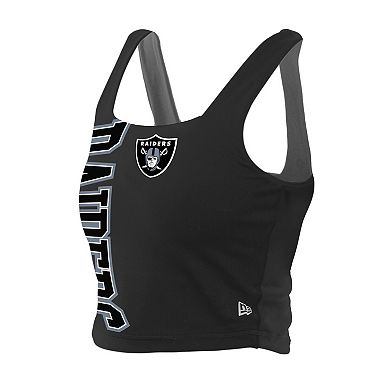 Women's New Era Black/Gray Las Vegas Raiders Reversible Cropped Sport Classics Tank Top