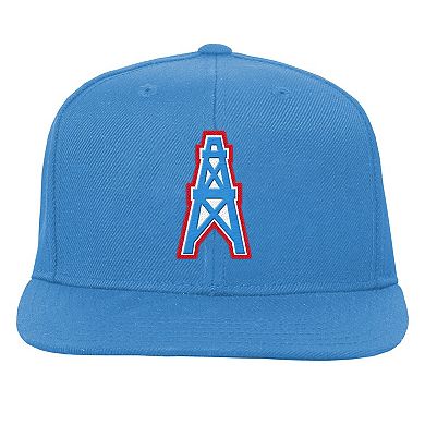 Youth Mitchell & Ness Light Blue Houston Oilers Gridiron Classics Ground Snapback Hat