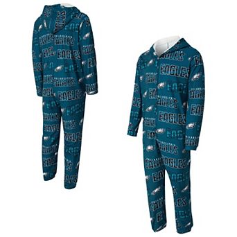 Men's Concepts Sport Midnight Green Philadelphia Eagles Shuffle All-Over-Print Microfleece Full-Zip Union Suit