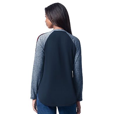 Women's G-III 4Her by Carl Banks Navy Atlanta Braves Top Dog Raglan Long Sleeve V-Neck T-Shirt