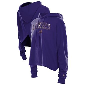 Women's New Era Purple Los Angeles Lakers Glam Game Open Back Hoodie