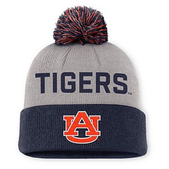 Men's Nike Gray/Navy Auburn Tigers Primetime Peak Cuffed Knit Hat with Pom