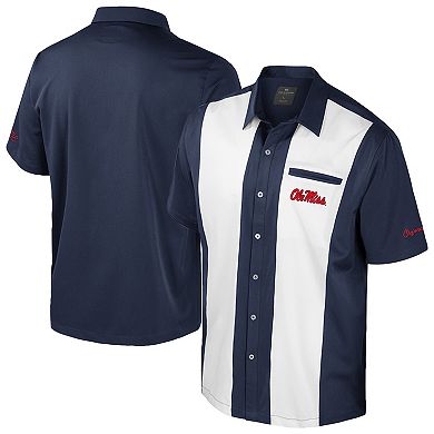 Men's Colosseum Navy Ole Miss Rebels Strike Bowling Button-Up Shirt