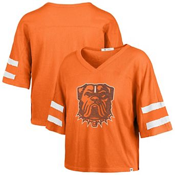 Women's '47 Orange Cleveland Browns Premier Scout Cropped V-Neck T-Shirt