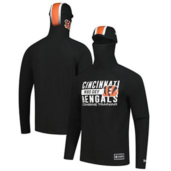 Men's New Era Black Cincinnati Bengals Functional Fandom Balaclava Helmet Stripe Tri-Blend Hoodie