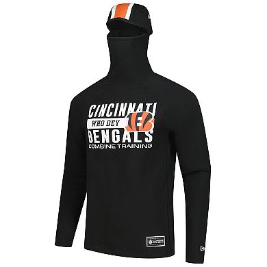 Men's New Era Black Cincinnati Bengals Functional Fandom Balaclava Helmet Stripe Tri-Blend Hoodie