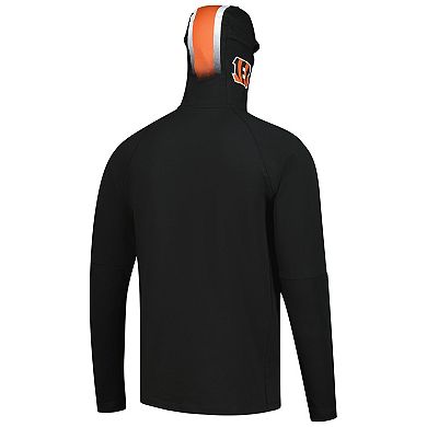 Men's New Era Black Cincinnati Bengals Functional Fandom Balaclava Helmet Stripe Tri-Blend Hoodie
