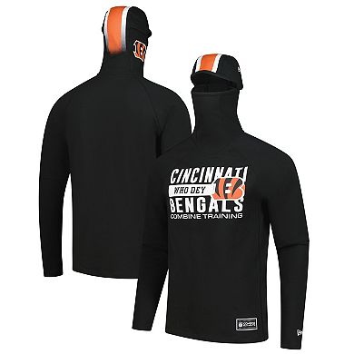 Men's New Era Black Cincinnati Bengals Functional Fandom Balaclava Helmet Stripe Tri-Blend Hoodie