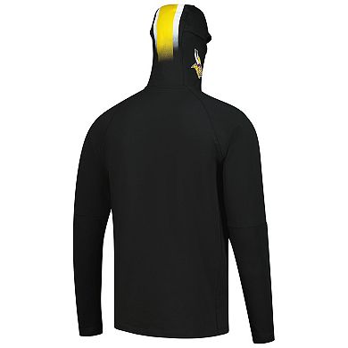 Men's New Era Black Minnesota Vikings Functional Fandom Balaclava Helmet Stripe Tri-Blend Hoodie