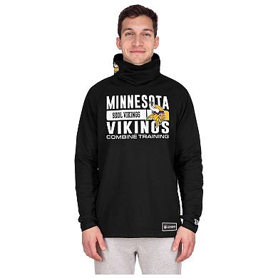 Men's New Era Black Minnesota Vikings Functional Fandom Balaclava Helmet Stripe Tri-Blend Hoodie