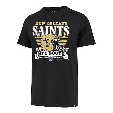 Men's '47 Black New Orleans Saints Stripe Splash Franklin Throwback T-Shirt