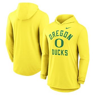 Men's Nike Yellow Oregon Ducks Classic Arch Tri-Blend Performance Long Sleeve Hoodie T-Shirt