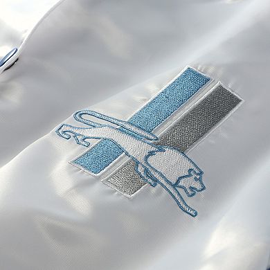 Women's Mitchell & Ness White Detroit Lions Throwback Plus Size Full-Snap Satin Jacket
