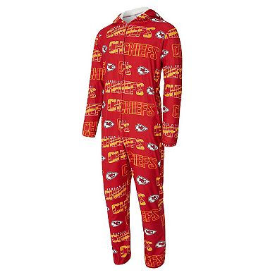 Men's Concepts Sport Red Kansas City Chiefs Shuffle All-Over-Print Microfleece Full-Zip Union Suit