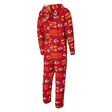 Men's Concepts Sport Red Kansas City Chiefs Shuffle All-Over-Print Microfleece Full-Zip Union Suit