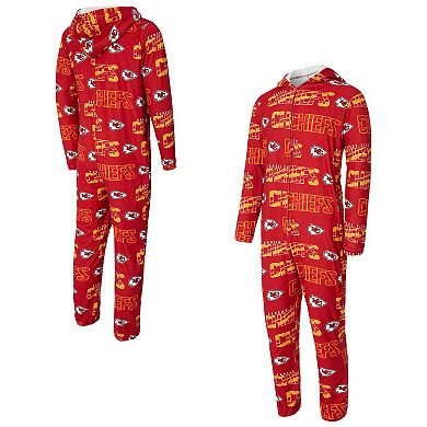 Men's Concepts Sport Red Kansas City Chiefs Shuffle All-Over-Print Microfleece Full-Zip Union Suit