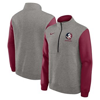 Men's Nike Heather Gray/Garnet Florida State Seminoles Club Fleece Half-Zip Pullover