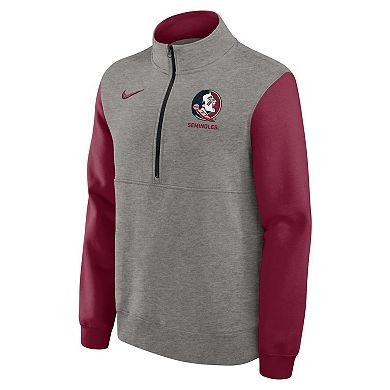 Men's Nike Heather Gray/Garnet Florida State Seminoles Club Fleece Half-Zip Pullover