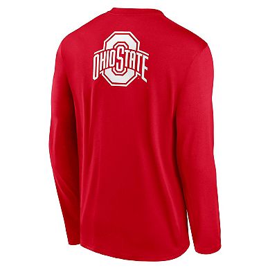 Men's Nike Scarlet Ohio State Buckeyes Primetime Campus 2-Hit Legend Long Sleeve T-Shirt