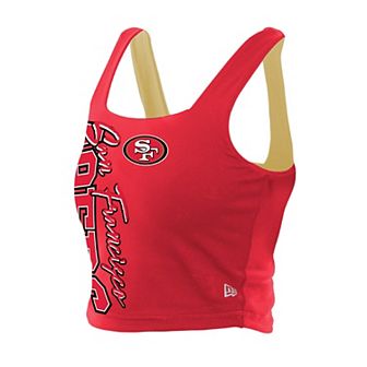 Women's New Era Scarlet/Black San Francisco 49ers Reversible Cropped Sport Classics Tank Top
