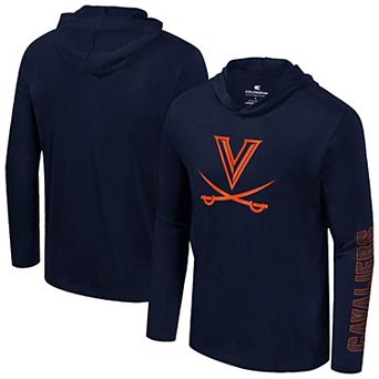 Men's Colosseum Navy Virginia Cavaliers Color Pop Active Blend Hooded Long Sleeve T-Shirt