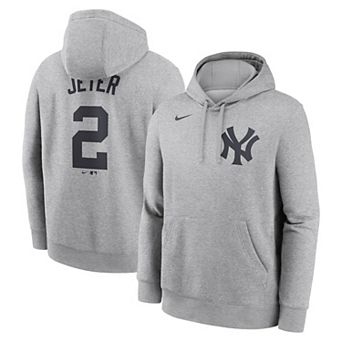 Men's Nike Derek Jeter Heather Gray New York Yankees Player Name & Number Club Fleece Pullover Hoodie