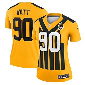 Women's Nike T.J. Watt Gold Pittsburgh Steelers Alternate 1933 Throwback Legend Player Performance Top